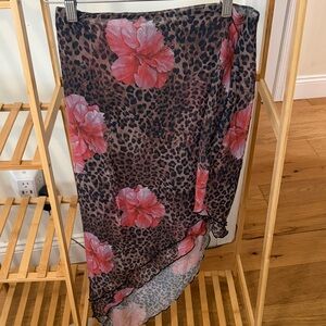 Princess Polly Leopard Print Skirt with Pink Floral Accents